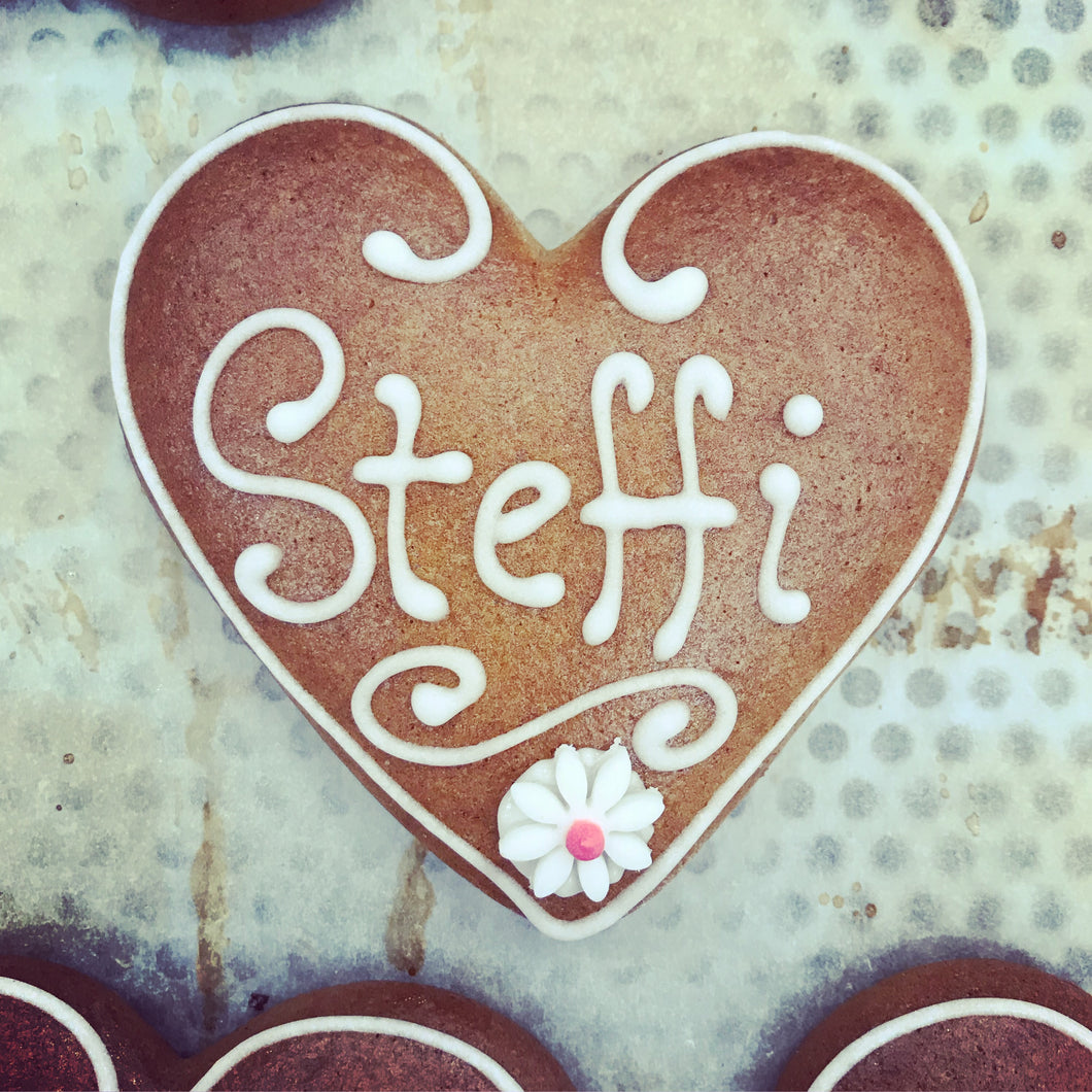 Lebkuchenherz mit Name als Tischkarte